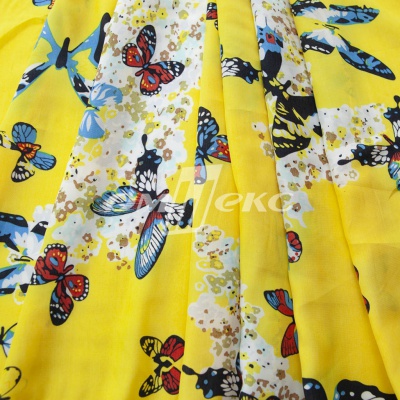 Плательная ткань "Софи" 7.2, 75 гр/м2, шир.150 см, принт бабочки - купить в Дзержинске. Цена 241.49 руб.