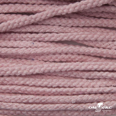 Шнур плетеный d-6 мм круглый, 70% хлопок 30% полиэстер, уп.90+/-1 м, цв.1087-розовый - купить в Дзержинске. Цена: 594 руб.