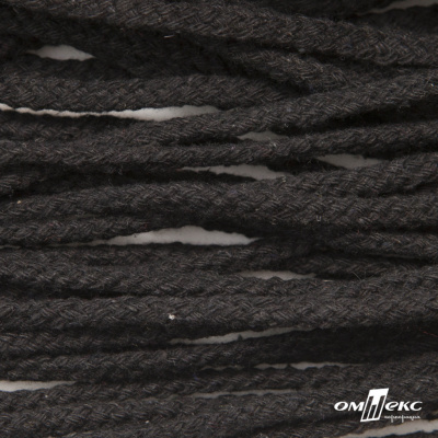 Шнур плетеный d-6 мм круглый, 70% хлопок 30% полиэстер, уп.90+/-1 м, цв.1078-черный - купить в Дзержинске. Цена: 588 руб.