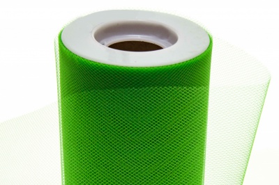 Фатин в шпульках 16-146, 10 гр/м2, шир. 15 см (в нам. 25+/-1 м), цвет зелёный - купить в Дзержинске. Цена: 100.69 руб.