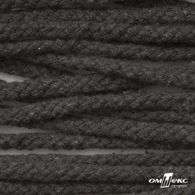 Шнур плетеный d-6 мм круглый, 70% хлопок 30% полиэстер, уп.90+/-1 м, цв.1088-т.серый - купить в Дзержинске. Цена: 588 руб.