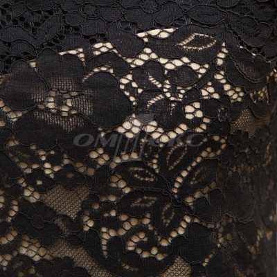 Кружевное полотно #3378, 150 гр/м2, шир.150см, цвет чёрный - купить в Дзержинске. Цена 370.97 руб.