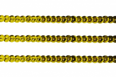 Пайетки "ОмТекс" на нитях, SILVER-BASE, 6 мм С / упак.73+/-1м, цв. А-1 - т.золото - купить в Дзержинске. Цена: 468.37 руб.