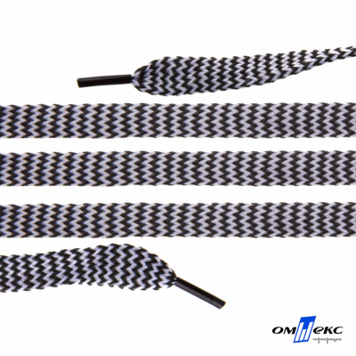 Шнурки #107-07, плоские 130 см, двухцветные цв.серый/чёрный - купить в Дзержинске. Цена: 23.03 руб.