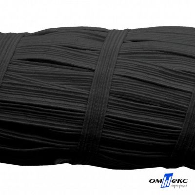 Резиновые нити с текстильным покрытием, шир. 6 мм (55 м/уп), цв.-черный - купить в Дзержинске. Цена: 210.75 руб.