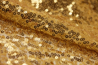 Сетка с пайетками №6, 188 гр/м2, шир.130см, цвет золото - купить в Дзержинске. Цена 371.02 руб.