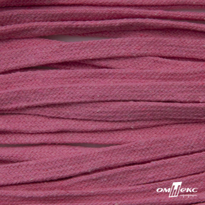 Шнур плетеный d-8 мм плоский, 70% хлопок 30% полиэстер, уп.85+/-1 м, цв.1029-розовый - купить в Дзержинске. Цена: 735 руб.