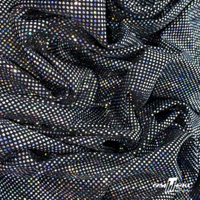 Трикотажное полотно голограмма, шир.140 см, #601-хамелеон чёрный - купить в Дзержинске. Цена 452.76 руб.