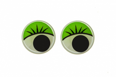 Глазки для игрушек, круглые, с бегающими зрачками, 15 мм/упак.50+/-2 шт, цв. -зеленый - купить в Дзержинске. Цена: 113.01 руб.