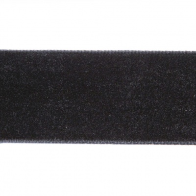 Лента бархатная нейлон, шир.25 мм, (упак. 45,7м), цв.03-черный - купить в Дзержинске. Цена: 809.01 руб.