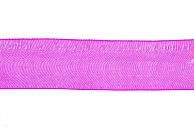 Лента органза 1015, шир. 10 мм/уп. 22,8+/-0,5 м, цвет ярк.розовый - купить в Дзержинске. Цена: 38.39 руб.