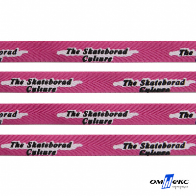 Тесьма отделочная (киперная) 10 мм, 100% хлопок,"THE SKATEBOARD CULIURE"(45 м) цв.121-26 -яр.розовый - купить в Дзержинске. Цена: 850.62 руб.