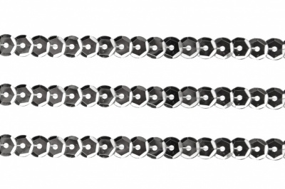 Пайетки "ОмТекс" на нитях, SILVER-BASE, 6 мм С / упак.73+/-1м, цв. 1 - серебро - купить в Дзержинске. Цена: 468.37 руб.