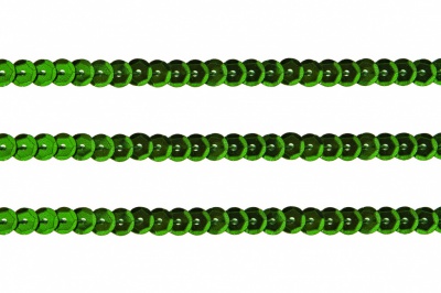 Пайетки "ОмТекс" на нитях, SILVER-BASE, 6 мм С / упак.73+/-1м, цв. 4 - зеленый - купить в Дзержинске. Цена: 484.77 руб.