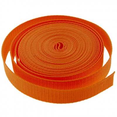 Стропа текстильная, шир. 25 мм (в нам. 50+/-1 ярд), цвет оранжевый - купить в Дзержинске. Цена: 409.94 руб.